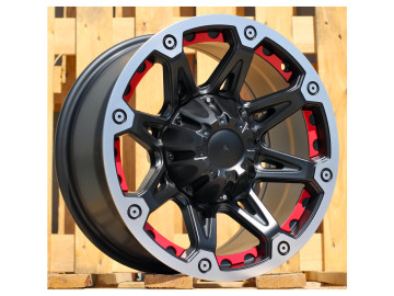 Jantes 4x4 16x8 6X139.7 ET -12 108.1 (Preto Matte + Aba Polida)