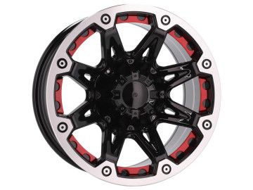 Jantes 4x4 16x8 6X139.7 ET -12 110.1 (Preto Metade Matte + Aba Polida)