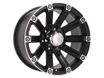 Jantes 4x4 17x8.5 6X139.7 ET 0 110.1 (Preto Metade Matte + Aba Polida)