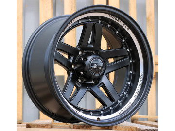 Jantes 4x4 18x10 6X139.7 ET -18 110.1 (Preto Metade Matte + Aba Polida)