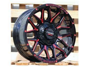 Jantes 4x4 18x9 12X130/139 ET 0 106.1 (Preto + Linha Vermelha)