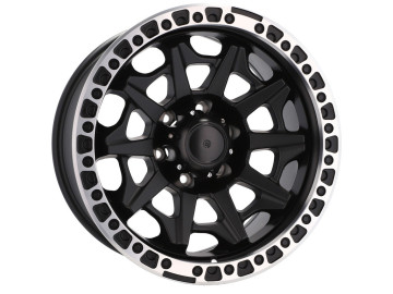 Jantes 4x4 18x9 5X139.7 ET M12 110.1 (Preto Metade Matte + Aba Polida)