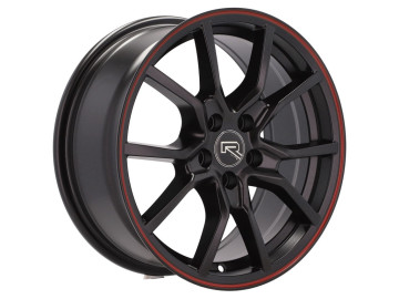 Jantes Look Honda Civic G10 Type R 16x7  4X100  ET  36  60.1 Preto Metade Matte + Aba Vermelha