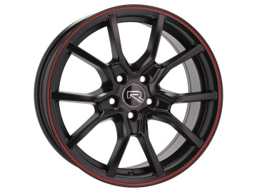 Jantes Look Honda Civic G10 Type R 16x7  4X100  ET  36  60.1 Preto Metade Matte + Aba Vermelha