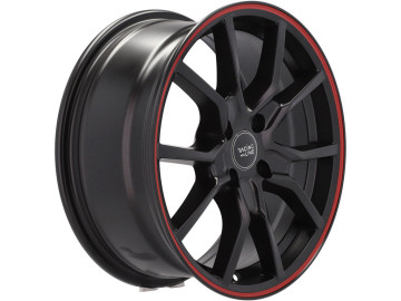 Jantes Look Honda Civic G10 Type R 16x7 4X100 ET 36 60.1 (Preto Metade Matte + Aba Vermelha)