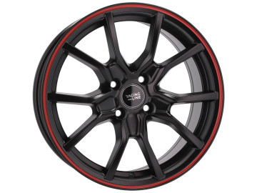 Jantes Look Honda Civic G10 Type R 16x7 4X100 ET 36 60.1 (Preto Metade Matte + Aba Vermelha)