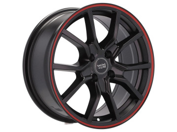 Jantes Look Honda Civic G10 Type R 16x7 4X100 ET 36 60.1 (Preto Metade Matte + Aba Vermelha)