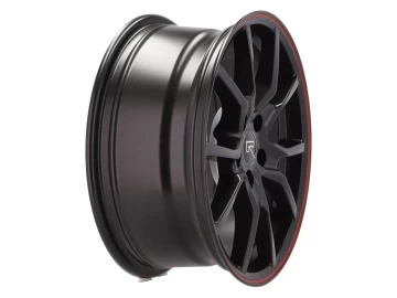 Jantes Look Honda Civic G10 Type R 17x7 5X108 ET 38 67.1 (Preto Metade Matte + Aba Vermelha)