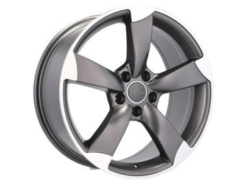 Jantes Look Audi Rotor 16x7.5 5X112 ET 36 66.5 (Cinza Polido metade Matte) 