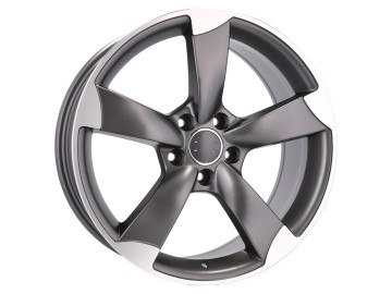 Jantes Look Audi Rotor 18x8.5 5X112 ET 35 66.5 (Cinza Polido Metade Matte) 