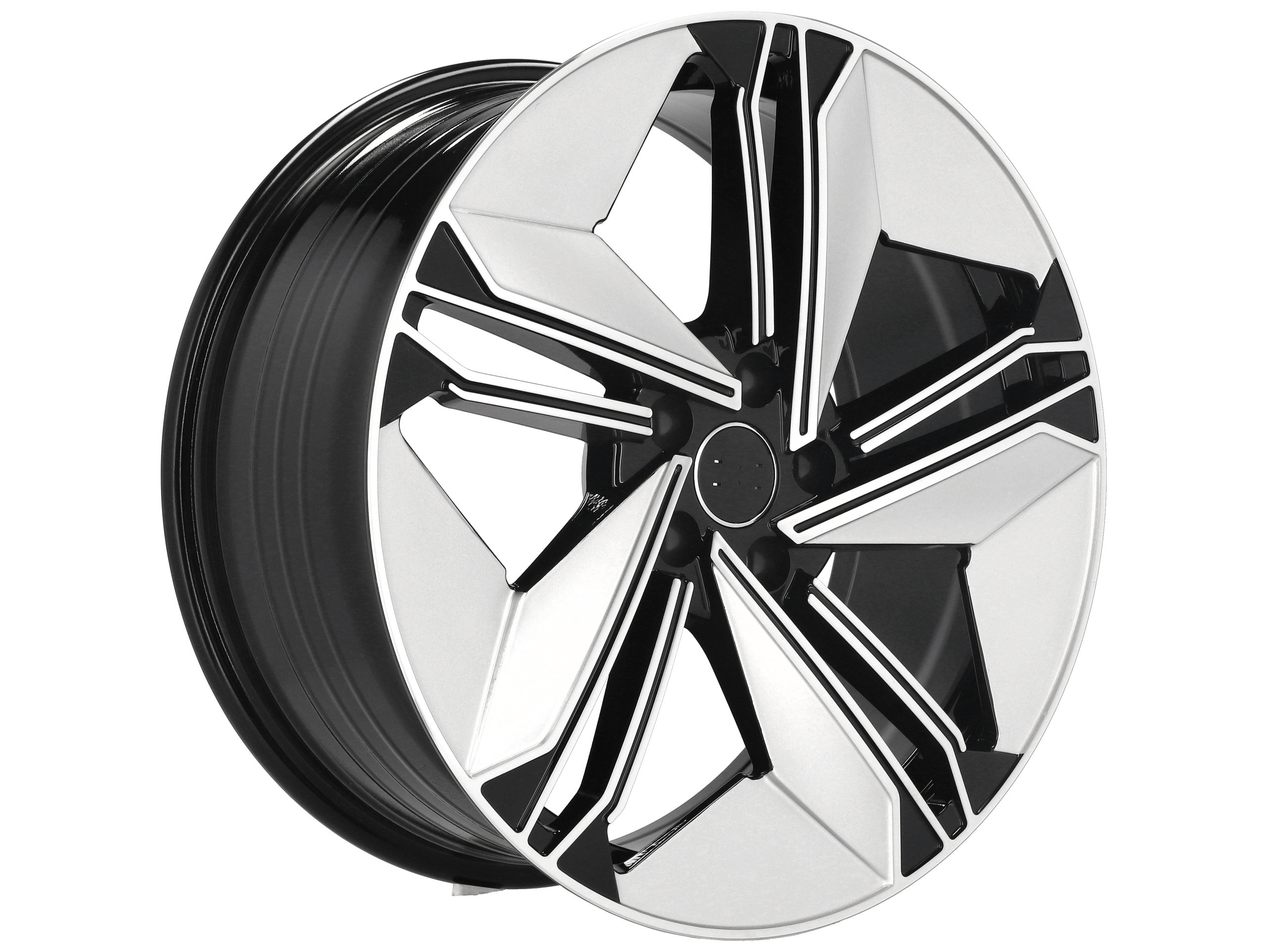 Jantes Look Audi E-Tron GT 19x8.5 5X112 ET 35 66.5 (Prata Brilhante + Preto)