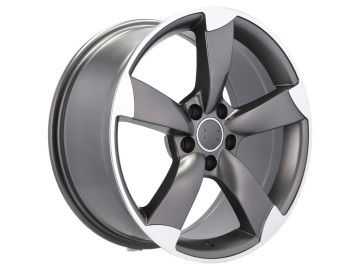 Jantes Look Audi Rotor 16x7.5 5X112 ET 45 66.5 (Cinza Polido Metade Matte)