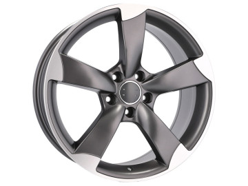 Jantes Look Audi Rotor  19x8 5X112 ET 45 66.5 (Cinza Polido Metade Matte)