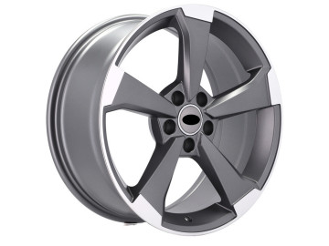 Jantes Look Audi Rotor 20x9 5X112 ET 34 66.5 (Cinza Polido Metade Matte)
