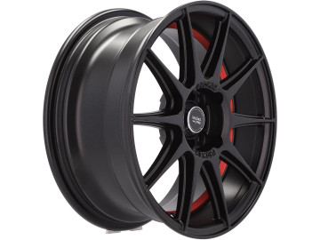 Jantes Look Honda Civic 15x7 4X100 ET 38 60.1 Preto Metade Matte + Aba Vermelha
