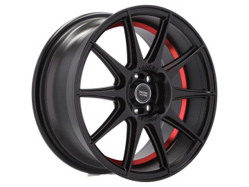 Jantes Look Honda Civic 15x7 4X100 ET 38 60.1 Preto Metade Matte + Aba Vermelha