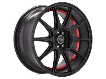 Jantes Look Honda Civic 15x7 4X100 ET 38 60.1 Preto Metade Matte + Aba Vermelha
