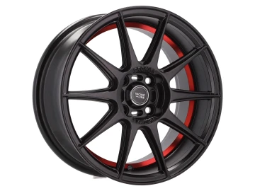 Jantes Look Honda Civic 15x7 4X100 ET 38 60.1 Preto Metade Matte + Aba Vermelha