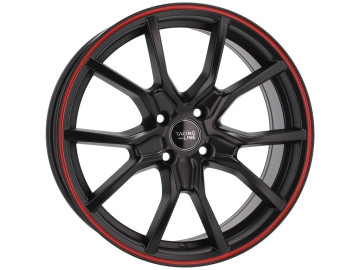 Jantes Look Honda Civic G10 Type R 17x7 5X112 ET 40 73.1 (Preto Metade Matte + Linha Vermelha)