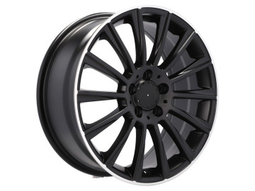 Jantes Look Mercedes Turbine 18x7.5 5X112 ET 44 66.6 (Preto Metade Matte + Aba Polida)