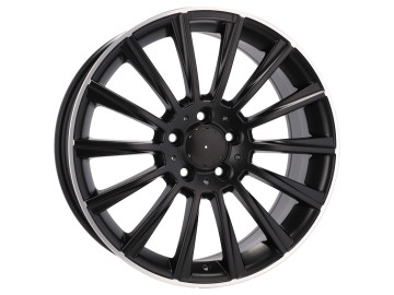 Jantes Look Mercedes Turbine 18x7.5 5X112 ET 44 66.6 (Preto Metade Matte + Aba Polida)