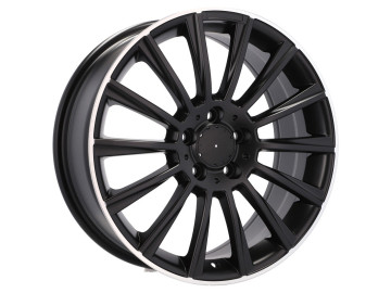 Jantes Look Mercedes Turbine 18x7.5 5X112 ET 44 66.6 (Preto Metade Matte + Aba Polida)