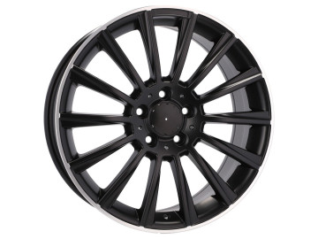 Jantes Look Mercedes Turbine 19x8.5 5X112 ET 38 66.6 Preto Metade Matte + Aba Polida