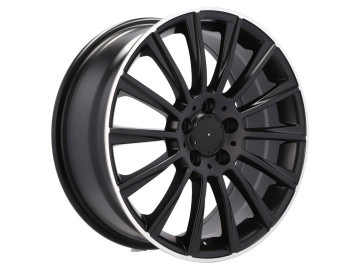 Jantes Look Mercedes Turbine 19x8.5 5X112 ET 38 66.6 Preto Metade Matte + Aba Polida