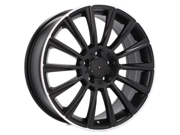 Jantes Look Mercedes Turbine 19x8.5 5X112 ET 38 66.6 Preto Metade Matte + Aba Polida