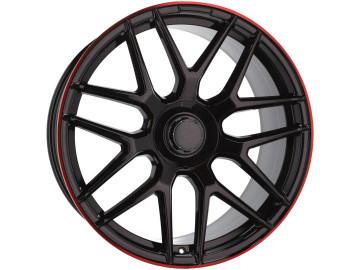 Jantes Look Mercedes E63s 19x8.5 5X112 ET 43 66.6 (Preto Metade Matte + Aba Vermelha)