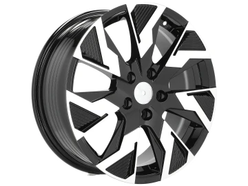 Jantes Look Mercedes EQT 17x7 5X114.3 ET 45 66.1 (Preto Polido Metade Matte)