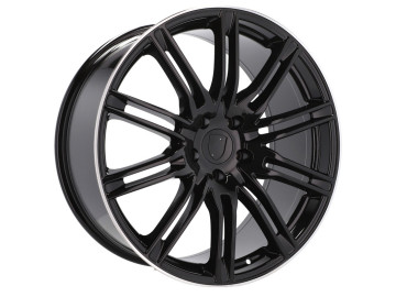 Jantes Look Porsche Panamera Turbo S 20x9.5 5X130 ET 50 71.6 (Preto + Aba Polida) 