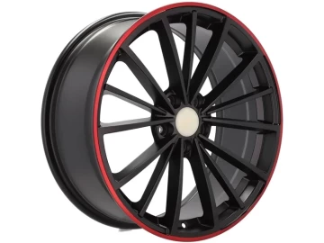 Jantes Look Volkswagen Scottsdale Golf 8 VIII 18x7.5 5X112 ET 51 57.1 (Preto Metade Matte + Aba Vermelha)