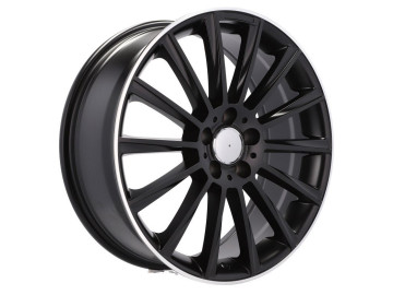 Jantes Look Mercedes GLC Turbine 19x7.5 5X112 ET 33 66.6 (Preto Metade Matte + Aba Polida)