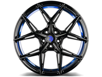 Jantes Seventy9 19x8.5 5x112 ET 35 66.6 Preto Brilhante + Aba Interna Azul