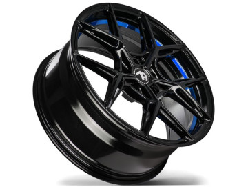 Jantes Seventy9 19x8.5 5x112 ET 35 66.6 Preto Brilhante + Aba Interna Azul