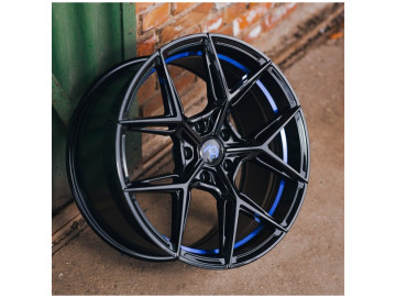 Jantes Seventy9 19x9.5 5x112 ET 40 66.6 Preto Brilhante + Aba Interna Azul