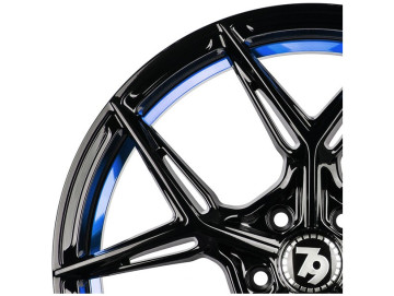 Jantes Seventy9 19x9.5 5x112 ET 40 66.6 Preto Brilhante + Aba Interna Azul