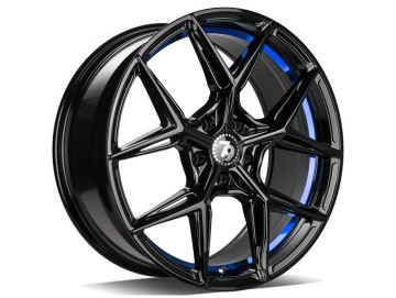 Jantes Seventy9 SCF-B - 20x9 5x112 ET 30 66.6 Preto Brilhante + Linha Interna Azul