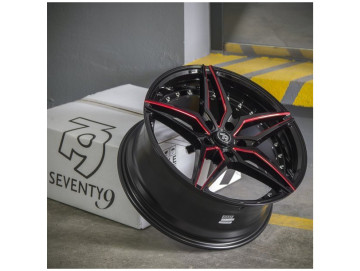 Jantes Seventy9 SV-AR - 19x9.5 5x112 ET 38 66.6 Preto + Aba Interna Vermelha