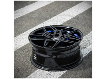 Jantes Seventy9 SV-B - 19x8.5 5x112 ET 35 66,6 Preto Brilhante + Aba Interna Azul