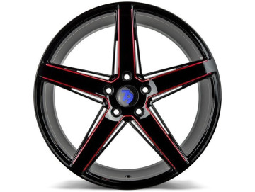 Jantes Seventy9 SV-N - 19x 8.5 5x112 ET 35 66.6 Preto Brilhante + Linha Vermelha