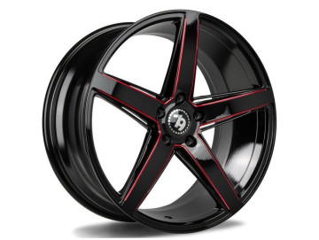 Jantes Seventy9 SV-N - 19x 8.5 5x112 ET 35 66.6 Preto Brilhante + Linha Vermelha