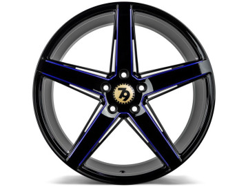 Jantes Seventy9 SV-N - 19x8.5 5x112 ET 35 66.6 Preto Brilhante + Linha Roxa