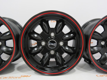  Jantes Ultralite Mini Wheels 12x5.5J - ET20 - 4x101.6 Preto + Vermelho