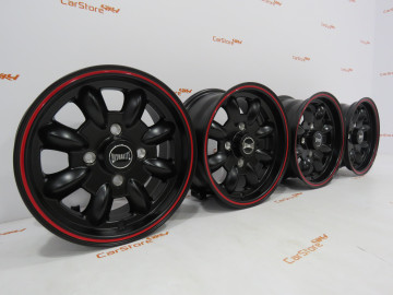  Jantes Ultralite Mini Wheels 12x5.5J - ET20 - 4x101.6 Preto + Vermelho