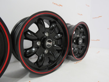  Jantes Ultralite Mini Wheels 12x5.5J - ET20 - 4x101.6 Preto + Vermelho