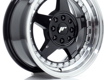 Jr Wheels Jr6 15X7 Et25 4X100/108 Gloss Black W/Machined Lip