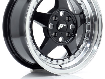 Jr Wheels Jr6 15X7 Et35 4X100 Gloss Black W/Machined Lip