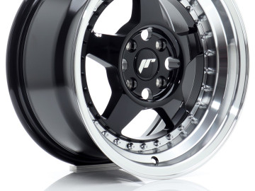 Jr Wheels Jr6 15X8 Et25 4X100 Gloss Black W/Machined Lip